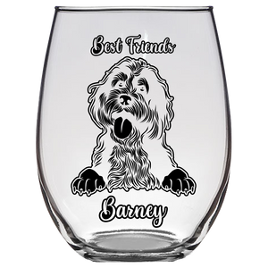 Barney BFF Bernedoodle Stemless Wine Glass