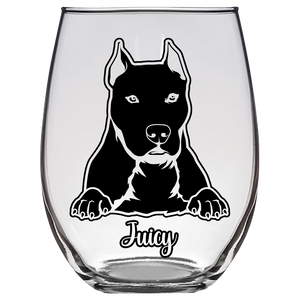 Juicy Pitbull Dog Stemless Wine Glass