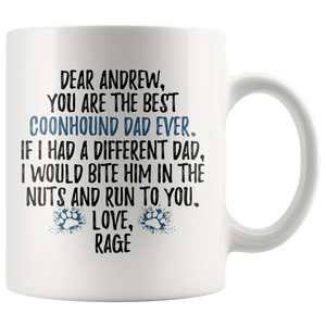 Personalized Coonhound Dog Dad Andrew Coffee Mug (11 oz)