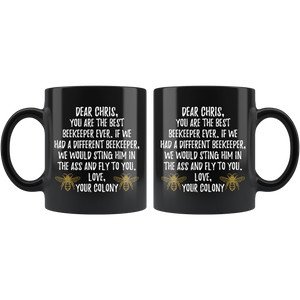 Personalized Beekeeper Chris Black Coffee Mug (11 oz)