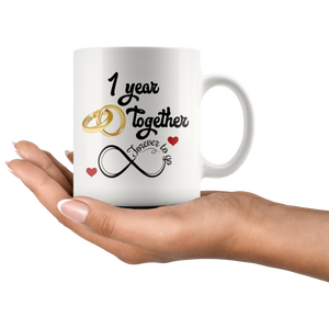 First Wedding Anniversary Gift For Him And Her, 1st Anniversary Mug For Husband & Wife, Married 1 Year, 1 Year Together, 1 Year With Her (11 oz)