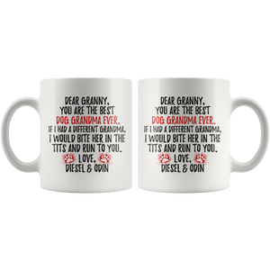 Personalized Dog Diesel & Odin Grandma Granny Coffee Mug (11 oz)