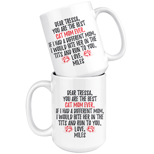 Personalized Cat Miles Mom Tressa Coffee Mug (15 oz)