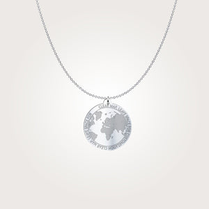 World Map Sterling Silver Necklace