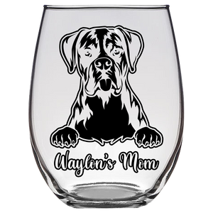 Waylon's Mom - Boxer Dog Mom Stemless Wine Glass