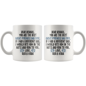 Personalized Great Pyrenees Dog Oso & Koda Dad Dennis Coffee Mug (11 oz)