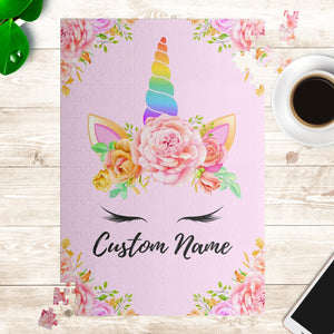 Personalized Pink Unicorn Jigsaw Puzzle for Kids Christmas Birthday Gift