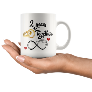 Second Wedding Anniversary Gift For Him And Her, 2nd Anniversary Mug For Husband & Wife, Married 2 Years, 2 Years Together, 2 Years With Her (11 0z)