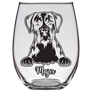Major - Boxer Dog Stemless Wine Glass
