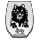 Lacey Eskimo Dog Mom Stemless Wine Glass