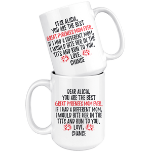 Personalized Great Pyrenees Dog Chance Mom Alicia Coffee Mug (15 oz)