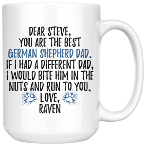 Personalized German Shepherd Dog Raven Dad Steve Coffee Mug (15 oz)