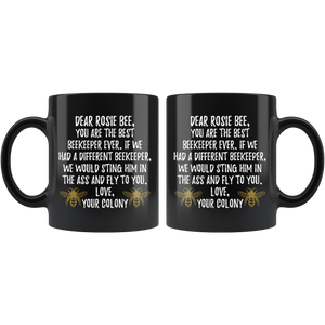 Rosie Bee Beekeeper Black Coffee Mug (11 oz)