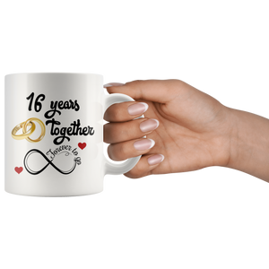 16th Wedding Anniversary Gift For Him And Her, Married For 16 Years, 16th Anniversary Mug For Husband & Wife, 16 Years Together With Her (11 oz )