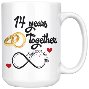 14th Wedding Anniversary Gift For Him And Her, 14th Anniversary Mug For Husband & Wife, Married For 14 Years, 14 Years Together With Her ( 15 oz )