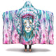 Lion Native Feather Pattern Hooded Blanket