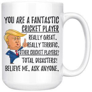 Funny Cricket Player Trump Coffee Mug (15 oz)