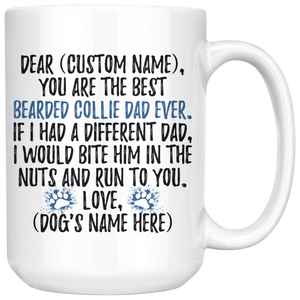 Personalized Best Bearded Collie Dad Coffee Mug (15 oz)