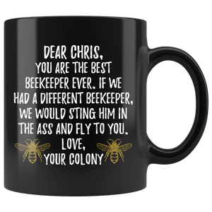 Personalized Beekeeper Chris Black Coffee Mug (11 oz)
