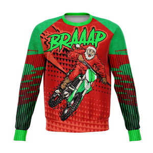 Motocross Funny Braaap Christmas Ugly Sweatshirt AOP Cotton Sweater
