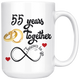 55th Wedding Anniversary Gift For Him And Her, Married For 55 Years, 55th Anniversary Mug For Husband & Wife, 55 Years Together With Her (15 oz)