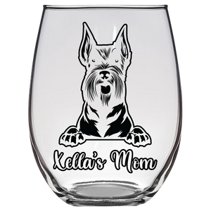Xella's Mom - Giant Schnauzer Dog Mom Stemless Wine Glass