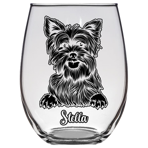 Stella - Yorkshire Terrier Dog Stemless Wine Glass