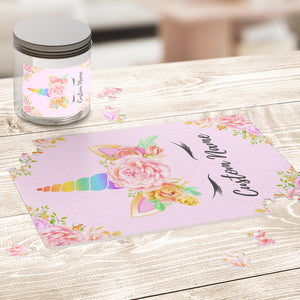 Personalized Pink Unicorn Jigsaw Puzzle for Kids Christmas Birthday Gift