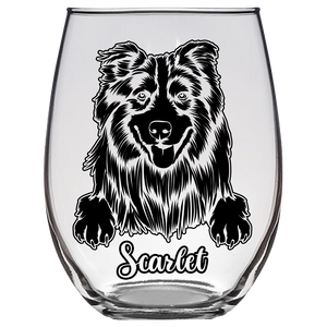 Scarlet - Australian Shepherd Dog Stemless Wine Glass