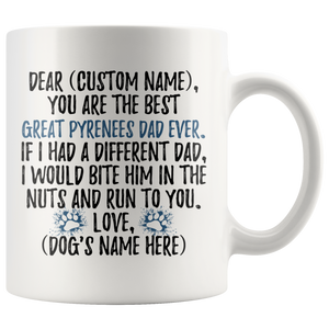 Personalized Best Great Pyrenees Dog Dad Coffee Mug (11 oz)