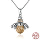 Lovely Orange Bee Pendant Necklace - Sterling Silver - Freedom Look