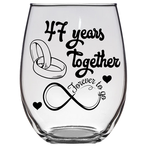 FTG - 47th Wedding Stemless Wine Glass (Laser Etched)