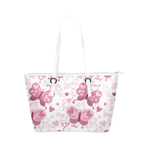 Pink Love Butterflies Leather Tote Bag - Freedom Look