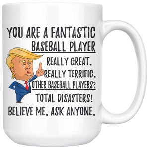 Funny Baseball Player Trump Coffee Mug (15 oz)