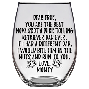 Erik Monty Nova Scotia Duck Tolling Retriever Dog Stemless Wine Glass