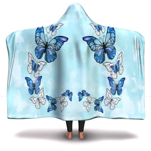 Morpho Butterfly Blue Hooded Blanket (SB)