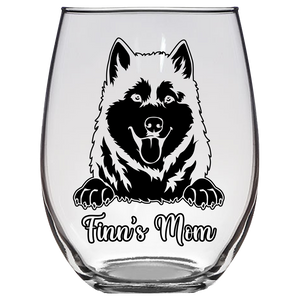 Finn's Mom Malamute Dog Stemless Wine Glass