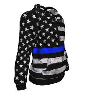 American Blue Flag Police Support All-Over Hoodie - Freedom Look