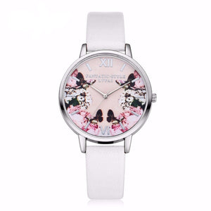 Modern Leather Flower & Butterfly Wrist Watch - Freedom Look