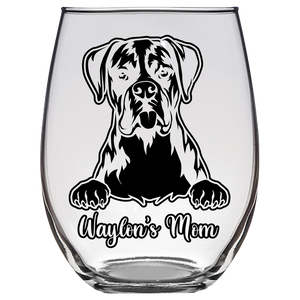 Waylon's Mom - Boxer Dog Mom Stemless Wine Glass