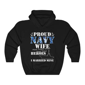 Proud US Navy Army Camouflage Military Married Wife Brave Soldiers Unisex Hoodie