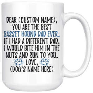 Personalized Best Basset Hound Dog Dad Coffee Mug (15 oz)