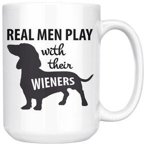 Daschund Dad Mug - Lil Weiners - Real Men Play With Their Wieners - Great Gift For Dachshund Owner (15 oz) - Freedom Look