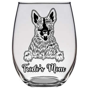 Frodo's Mom - Blue Heeler Dog mom Stemless Wine Glass