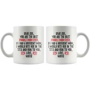 Personalized Poodle Dog Wiffie Mom Sue Coffee Mug (11 oz)