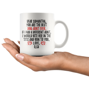 Personalized Dog Ilsa Aunt Samantha Coffee Mug (11 oz)