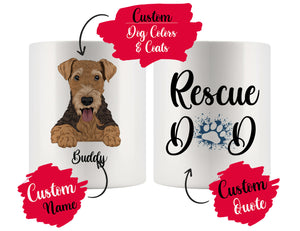 Personalized Airedale Terrier Dog Rescue Mom Dad Mug, Best Dog Owner Gift