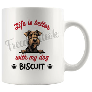 Personalized Airedale Terrier Dog Mom Dad Mug, Custom Dog's Name Gift
