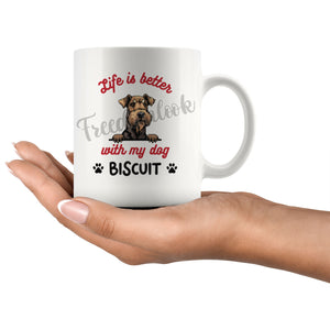 Personalized Airedale Terrier Dog Mom Dad Mug, Custom Dog's Name Gift