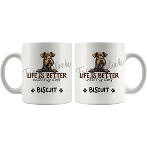 Personalized Airedale Terrier Dog Mom Dad Mug, Custom Dog's Name Gift